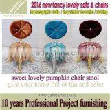 FF2015 Fun and Sweet Pumpkin Leisure Chairs Gold Velvet Fabric Neoclassic Stools Ottoman Small Fancy Childern Chair thumbnail-2