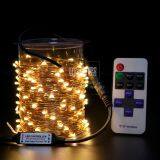 10m 10cm spacing remote control warm white RGB copper string fairy light