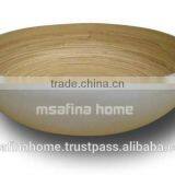 Round Colored Lacquer Bamboo Salad Bowl thumbnail-1