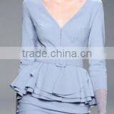 2016 New Fashion Formal 2 Pieces Set Long Sleeve Tops Wrap Skirts for Office Ladies thumbnail-2