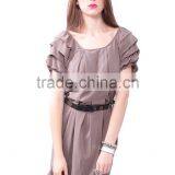 Puff Sleeve Midi Dress Ruffled Layered Pleat Skirt Fashion Boutique Dress thumbnail-1