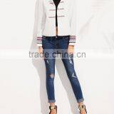 2016 Factory Price Windbreaker Soft Shell Bomber White Jacket for Women thumbnail-5