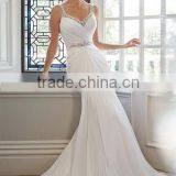 New Beaded v Neck Backless Spaghetti Strap Simple Bridal Gowns thumbnail-1