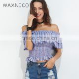 Maxnegio ladies crop top fashion blouse design off shoulder top