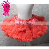 High Quality! Wholesale Kids Skirt Solid Color Kids Skirt Chiffon Pettiskirt Tutu With Pom thumbnail-1