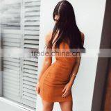 Hollow Out I Ladies Dresses Suede Fabric Fashion Backless Women Sexy Dress thumbnail-1