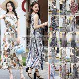 Fashion Girl's Summer Folral Printed Chiffon Dress Boho Maxi Beach Dress thumbnail-3