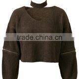 EY0853S 2016 Women Autumn Winter Long Sleeve Knitted Halter Pullover Sweater thumbnail-5