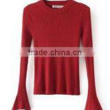 Runwaylover 128 New Design 2017 Ladies Fashion Knitted Flare Sleeve T-Shirt thumbnail-2