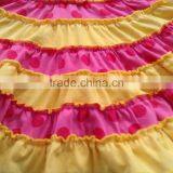 Baby Girl Ruffle Dress Kids Solid Color Ruffled Frock Design Pink Dots And Yellow Color Patchwork Dress QL-51 thumbnail-2