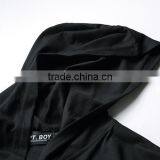 Men Black Zipper o Ring Hip Hop t Shirt With Hood thumbnail-3