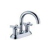 Chrome Polished Basin Mixer Faucet With Two Handles for Bathtub , European Style