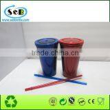 16oz Stainless Steel Tumbler With Straw Travel Coffee Mug thumbnail-4