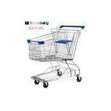Four Wheel Wire Supermarket Shopping Trolley Zinc Plated 125L / Metal Shopping Carts