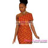 2017 Latest Design Sexy One Shoulder African Print Dress thumbnail-2