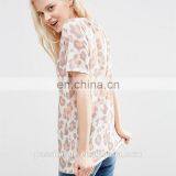 Sexy Women Leopard Animal Print Longline v Neck t Shirt thumbnail-2