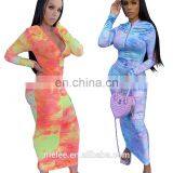 Sexy Women Casual Dress Floral Print Maxi Zipper Ladies Elegant Dress Bodycon Dress Bodycon Jumpsuit thumbnail-2