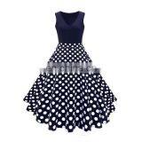 Women's Summer Spot Explosion Models Hot Sale V-neck Retro Printed Hepburn Large Size Dress Factory Direct Sales thumbnail-5