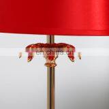 Wholesale Gold Steel Metal Base Red Shade Home Decor Bedside Table Lamp for Hotel thumbnail-5