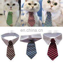 Dog Grooming Cat Striped Bow Tie Animal Bowtie Collar Pet Adjustable Neck White Necktie For Party Wedding