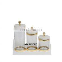 Luxury Airtight Metal Canister Decorative Kitchenware Metal Canisters Glass Luxury Hotels Canisters