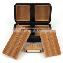 Manufacturer 6 Count Black Leather High Gross Small Wood Cigar Packing Box Travel Case Humidor thumbnail-2