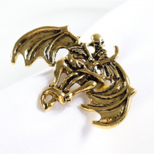 Antique Plated Black Gold Napkin Ring With Metal Skull Design For Halloween thumbnail-1