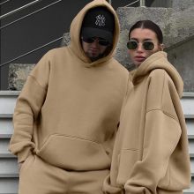 Autumn and winter new lovers plus fleece fashion hoodie set casual loose long-sleeved hooded