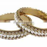 Indian Antique Copper Gold Tone Polki Bangles Bracelet Kada thumbnail-2