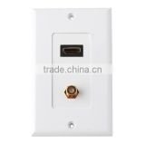 Single Port Hdmi and RCA Wall Plate Panel Cover Coupler Outlet Extender 3D White