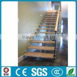 Oak Tread Glass Balustrade Indoor Modern Straight Staircase thumbnail-5