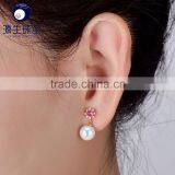 Japanese 7.5--8mm White Akoya Saltwater Pearl Stud Earrings for Women thumbnail-6