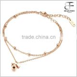 Bowknot Anklets Classical Rose Gold Plated Stainless Steel Double Layer Ankle Bracelet Gz Fashion Jewelry