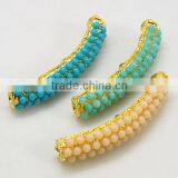 Mixed Alloy Tube Beads With Pave Resin Beads, Golden Metal Color(PALLOY-H538-G) thumbnail-1