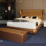unique king size tufted design leather bed with crystals
