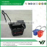 Hot Sell Good Cheap 48 Liter HDPP Blue Color Double Handle Rolling Supermarket Plastic Trolley Basket With Wheels (YB-W018) thumbnail-2