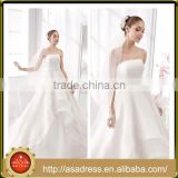 A27 Strapless Custom Made Big Ruffle Long Formal Wedding Dress 2016 Summer Style Chiffon Wedding Gown for Beach Wedding Party