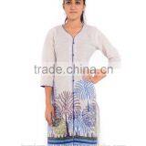 White Cotton Printed Kurtis & Blouses