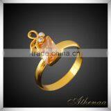 Wholesale Jewelry Brass Orange Diamond Gold Plated Wedding Ring