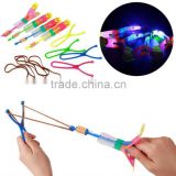 Kid Games Toy Elastic LED Flying Rotating Rocket Arrow Helicopter Kids
