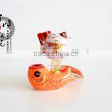 Golden Fish Base Ceramic Lucky Cat for Car Decoration Colors to Choose Fortune Cat thumbnail-2