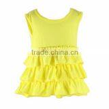 Wholesale high quality with cheap prices boutique cotton knit solid blank ruffle sleeveless fashion kid girl mini skirt