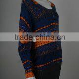 Womens' Scoop Neck Long Sleeve Pullover Knitted Sweater With All-over Print thumbnail-2