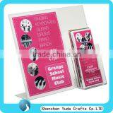 Slant Acrylic Sign Poster Display With Brochure Holder