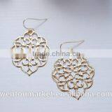 Large Gold Moroccan Filigree Earrings Boho Chic Bohemian Dangle Earrings thumbnail-4