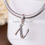 S067N Globalwin 925 Sterling Silver Alphabet Letter N Paved With Crystals Charms thumbnail-4