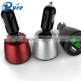 4 in 1 Dual USB 360-Degree Rotation Car Charger Cigarette Lighter Plug With Digital Voltmeter Ammeter Temperature Gauge for Cell thumbnail-1