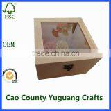 Wooden Unfinished Decorative Storage Boxes With Glass Lids