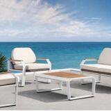 Single Double Seat Sofa Coffee Table Teak Wood Powder Coating Aluminum Frame10cm Seat / Back Cushion Axvision