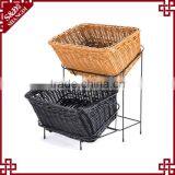Food Grade Home or Market Metal & Rattan Craft Bread Fruit Vegetable Display Rack thumbnail-2